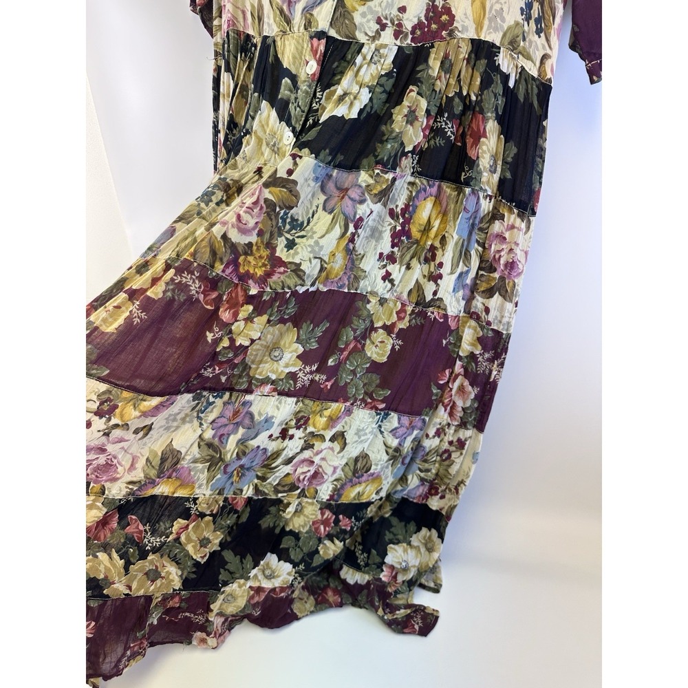 La Cera Comfortwear Dress Floral Cotton Short Sleeve Tiered Lightweight Women XL - Picture 5 of 12
